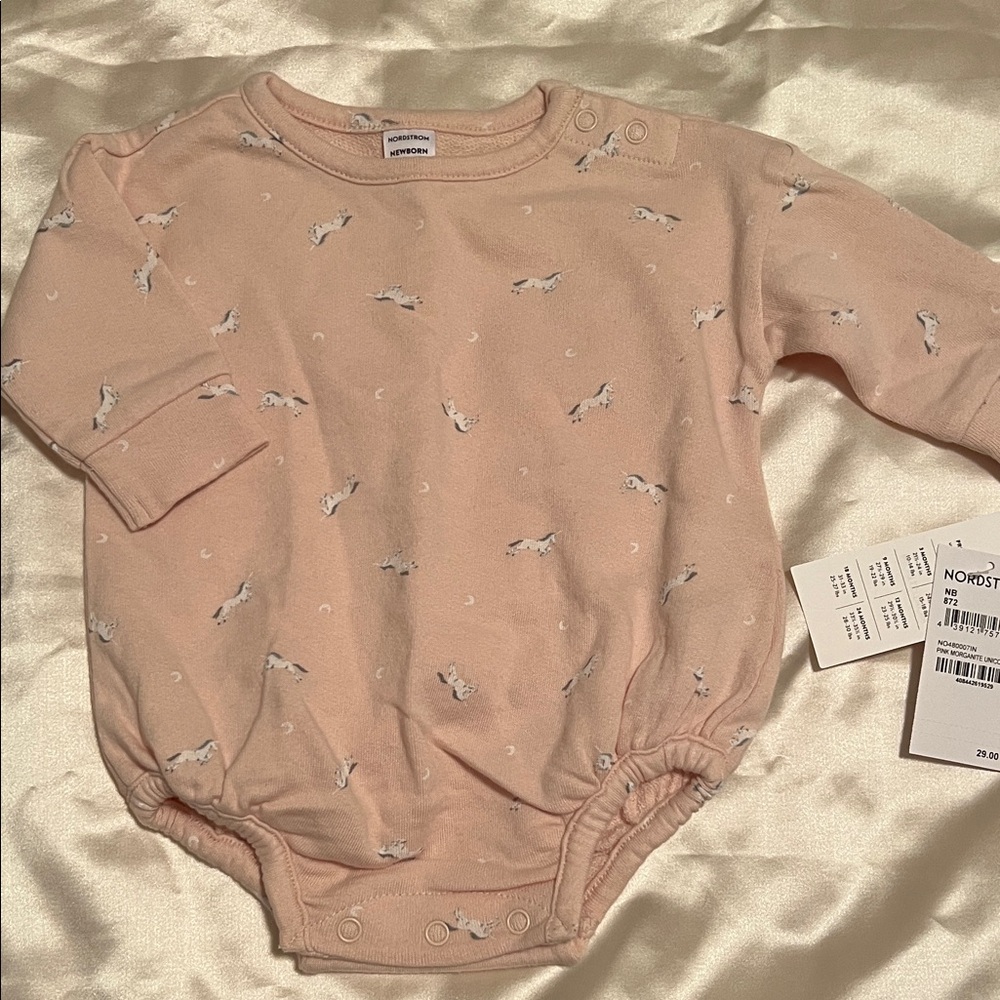 Nordstrom Soft Pink Unicorn Baby Bodysuit